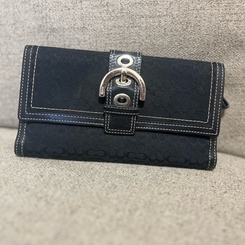 Coach Black Clutch with Silver Accent